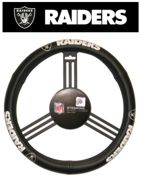 Oakland Raiders Steering Wheel Cover - Leather