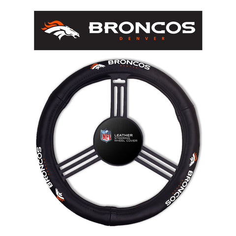 Denver Broncos Steering Wheel Cover - Leather