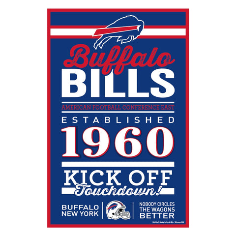Buffalo Bills Sign 11x17 Wood Established Design