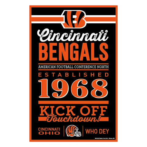 Cincinnati Bengals Sign 11x17 Wood Established Design