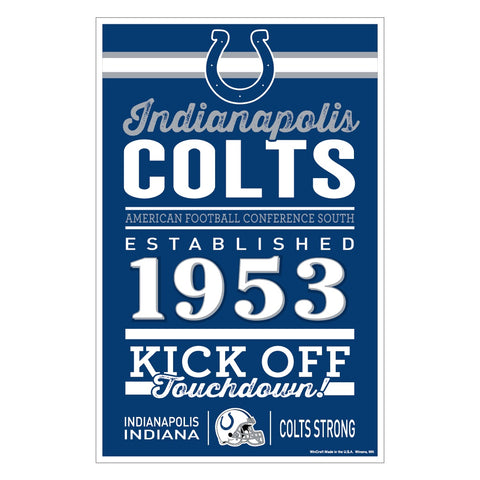 Indianapolis Colts Sign 11x17 Wood Established Design