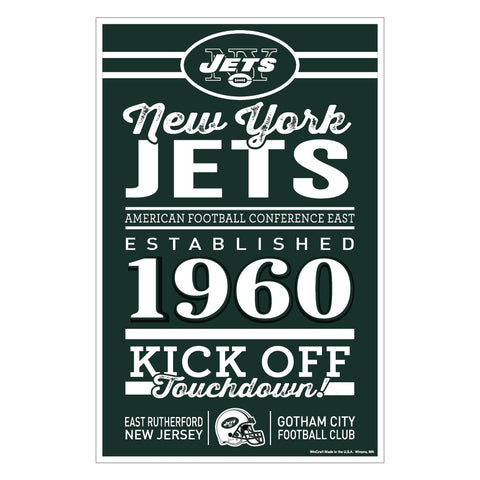 New York Jets Sign 11x17 Wood Established Design