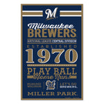 Milwaukee Brewers Sign 11x17 Wood Established Design