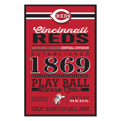Cincinnati Reds Sign 11x17 Wood Established Design