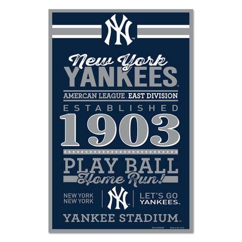 New York Yankees Sign 11x17 Wood Established Design