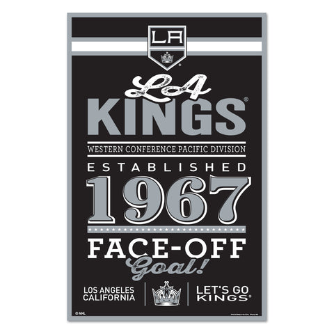 Los Angeles Kings Sign 11x17 Wood Established Design