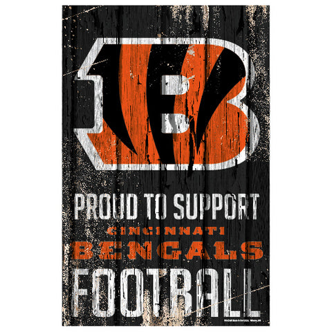 Cincinnati Bengals Sign 11x17 Wood Proud to Support Design
