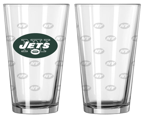 New York Jets Satin Etch Pint Glass Set