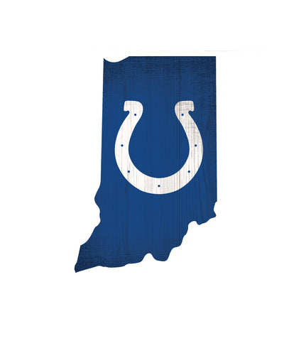 Indianapolis Colts Sign Wood Logo State Design