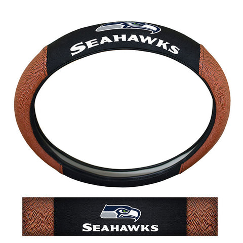 Seattle Seahawks Steering Wheel Cover Premium Pigskin Style