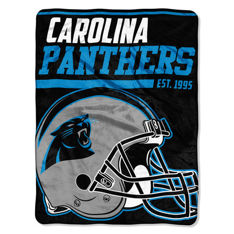Carolina Panthers Blanket 46x60 Raschel 40 Yard Dash Design Rolled