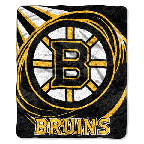 Boston Bruins Blanket 50x60 Sherpa Puck Design