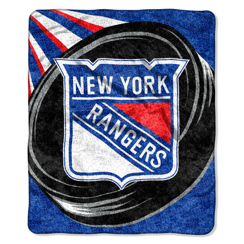 New York Rangers Blanket 50x60 Sherpa Puck Design