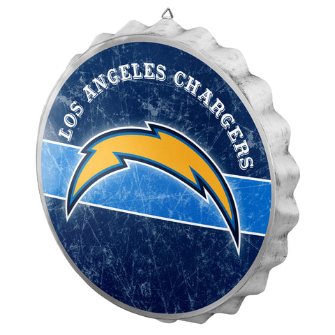 Los Angeles Chargers Sign Bottle Cap Style Distressed