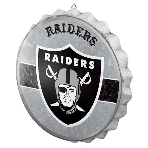 Oakland Raiders Sign Bottle Cap Style Distressed