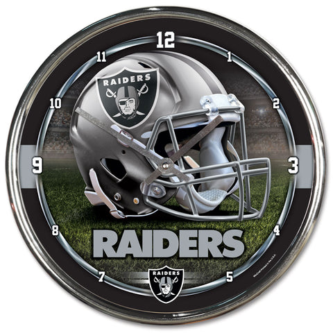 Oakland Raiders Round Chrome Wall Clock