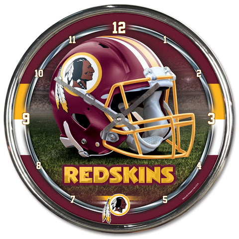 Washington Redskins Round Chrome Wall Clock