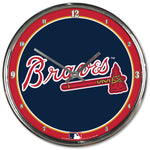 Atlanta Braves Clock Round Wall Style Chrome - American Web Mall