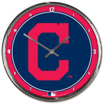 Cleveland Indians Round Chrome Wall Clock