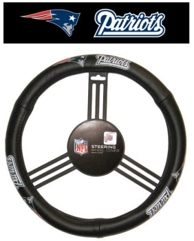 New England Patriots Steering Wheel Cover - Leather