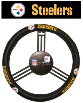 Pittsburgh Steelers Steering Wheel Cover - Leather