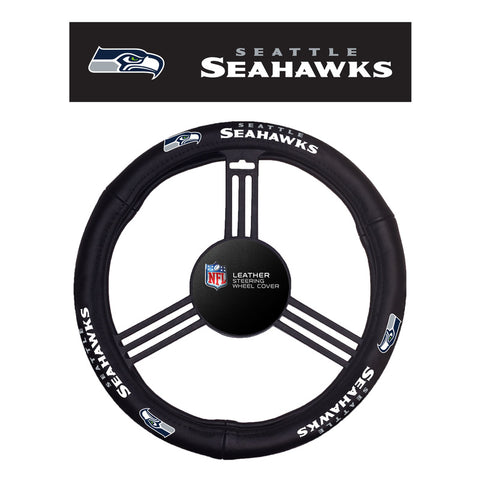 Seattle Seahawks Steering Wheel Cover - Leather