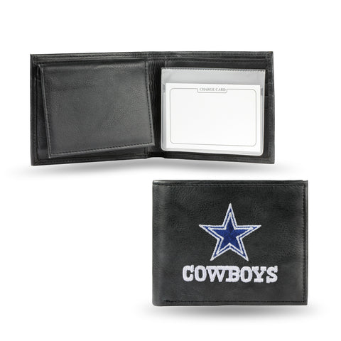 Dallas Cowboys Wallet Billfold Leather Embroidered Black