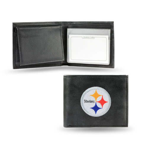 Pittsburgh Steelers Wallet Billfold Leather Embroidered Black
