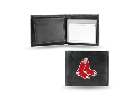 Boston Red Sox Wallet Billfold Leather Embroidered Black