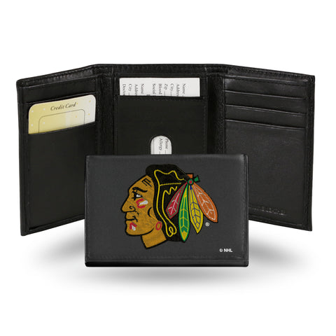 Chicago Blackhawks Wallet Trifold Leather Embroidered