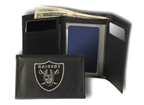 Oakland Raiders Wallet Trifold Leather Embroidered
