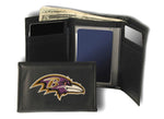 Baltimore Ravens Wallet Trifold Leather Embroidered
