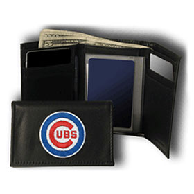 Chicago Cubs Wallet Trifold Leather Embroidered