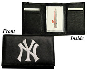New York Yankees Wallet Trifold Leather Embroidered
