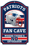 New England Patriots Wood Sign - 11"x17" Fan Cave Design
