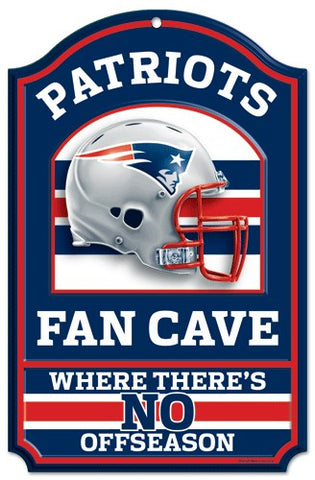 New England Patriots Wood Sign - 11"x17" Fan Cave Design