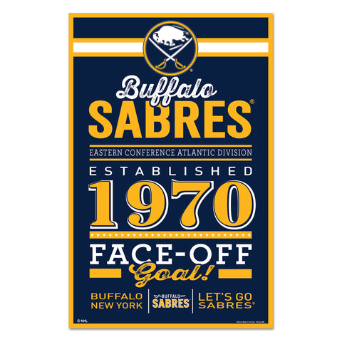 Buffalo Sabres Sign 11x17 Wood Established Design