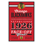 Chicago Blackhawks Sign 11x17 Wood Established Design