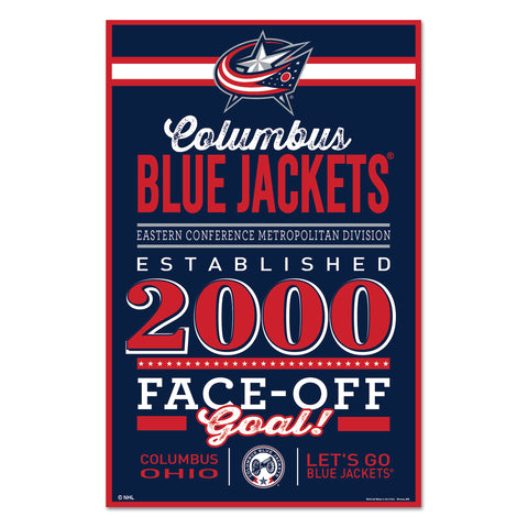 Columbus Blue Jackets Sign 11x17 Wood Established Design