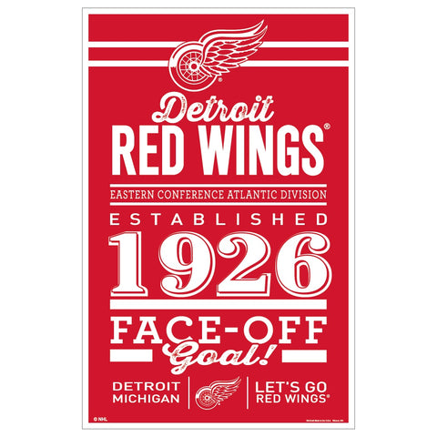 Detroit Red Wings Sign 11x17 Wood Established Design