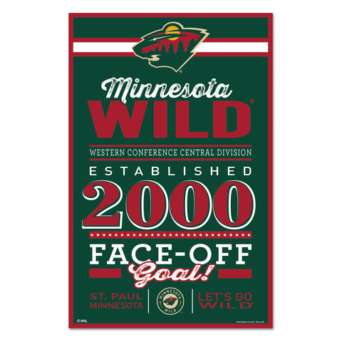 Minnesota Wild Sign 11x17 Wood Established Design