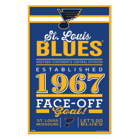 St. Louis Blues Sign 11x17 Wood Established Design