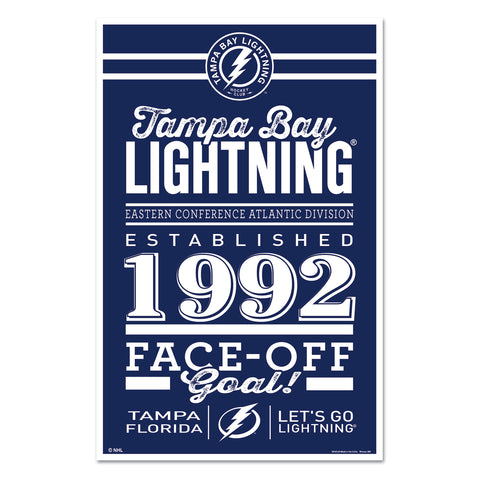 Tampa Bay Lightning Sign 11x17 Wood Established Design