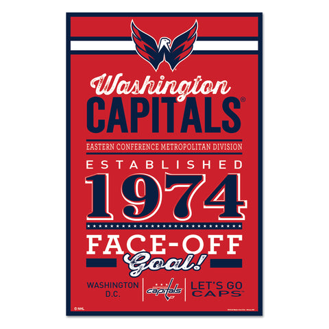 Washington Capitals Sign 11x17 Wood Established Design