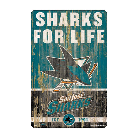 San Jose Sharks Sign 11x17 Wood Slogan Design