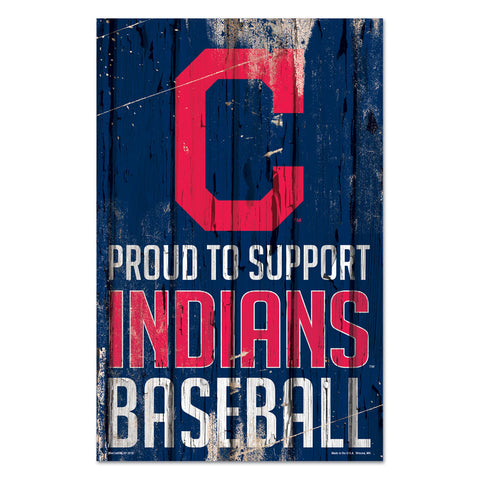 Cleveland Indians Sign 11x17 Wood Proud to Support Design