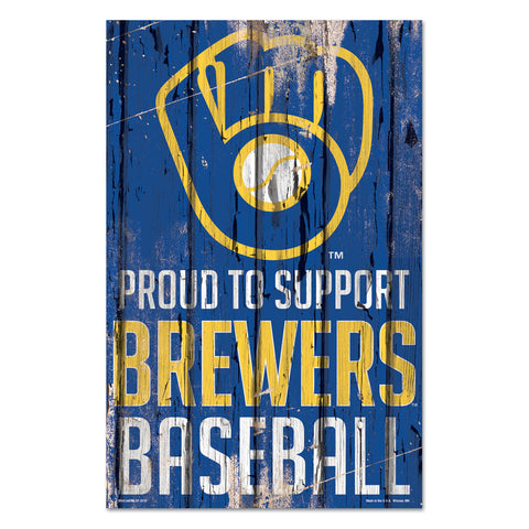 Milwaukee Brewers Sign 11x17 Wood Proud to Support Design