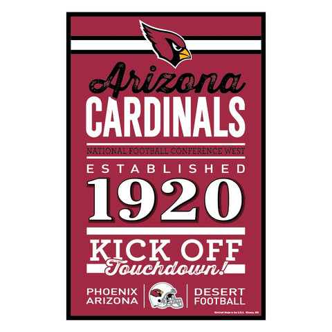 Arizona Cardinals Sign 11x17 Wood Established Design