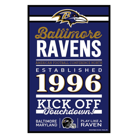 Baltimore Ravens Sign 11x17 Wood Established Design