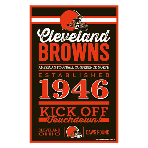 Cleveland Browns Sign 11x17 Wood Established Design
